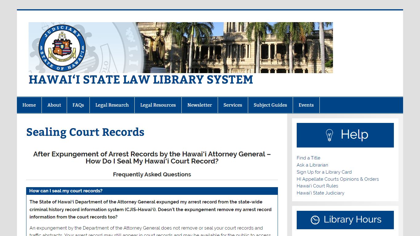 Sealing Court Records – HAWAI‘I STATE LAW LIBRARY SYSTEM