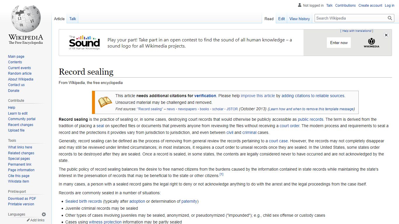 Record sealing - Wikipedia